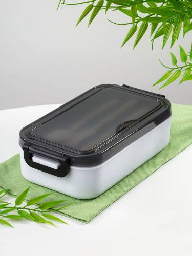 Ланчбокс Pranzo, белый с черным фото 7