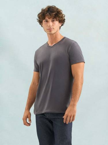 Футболка унисекс Regent с V-образным вырезом, черная фото 6