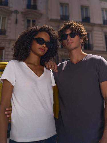 Футболка унисекс Regent с V-образным вырезом, черная фото 9