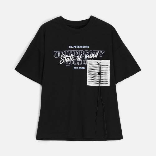 Футболка унисекс оверсайз T3, черная фото 15