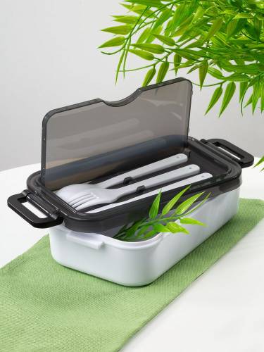 Ланчбокс Pranzo, белый с черным фото 8