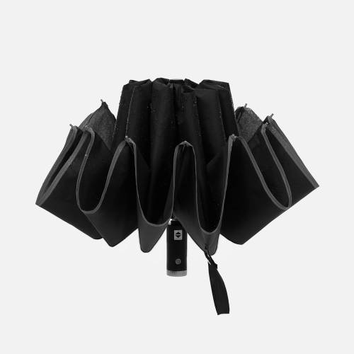 Зонт обратного сложения Norsken с фонариком, черный фото 4