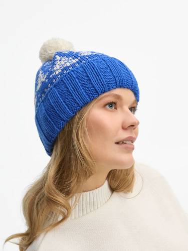 Шапка Holidale, синяя с молочным фото 6