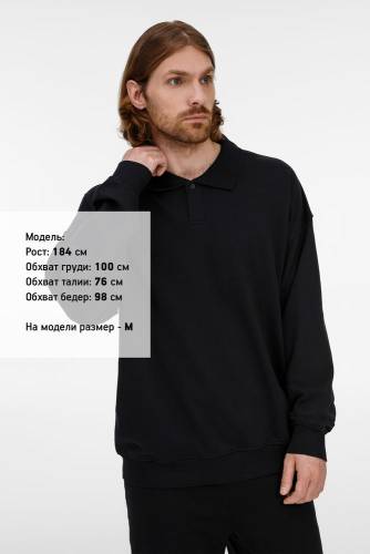 Свитшот оверсайз унисекс S6, черный фото 5