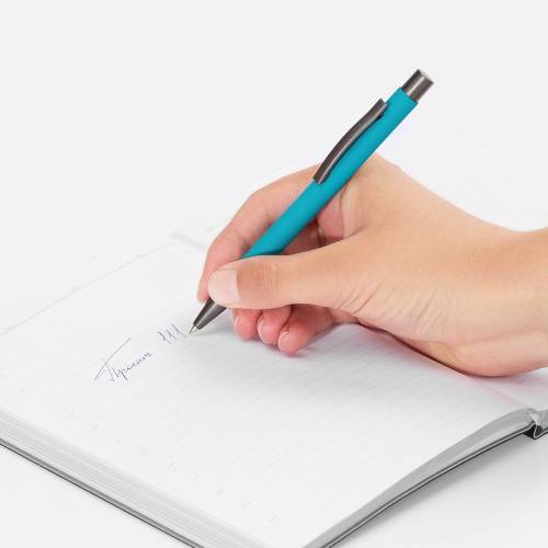 Ручка шариковая Atento Soft Touch, бирюзовая фото 5