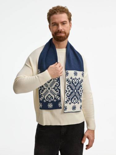 Шарф Wintertude M, синий с белым фото 7 Шарф Wintertude M, синий с белым фото 7