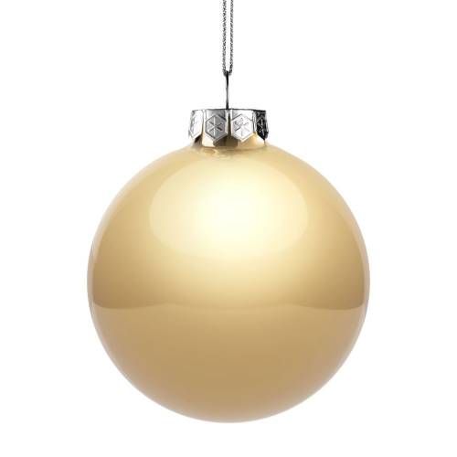 Елочный шар Finery Gloss, 10 см, глянцевый золотистый фото 3