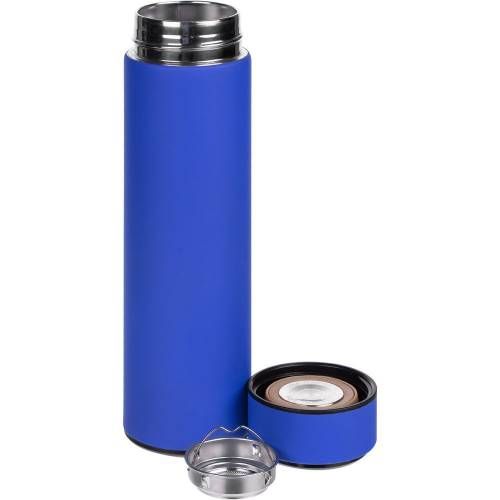 Смарт-бутылка с заменяемой батарейкой Long Therm Soft Touch, синяя фото 3