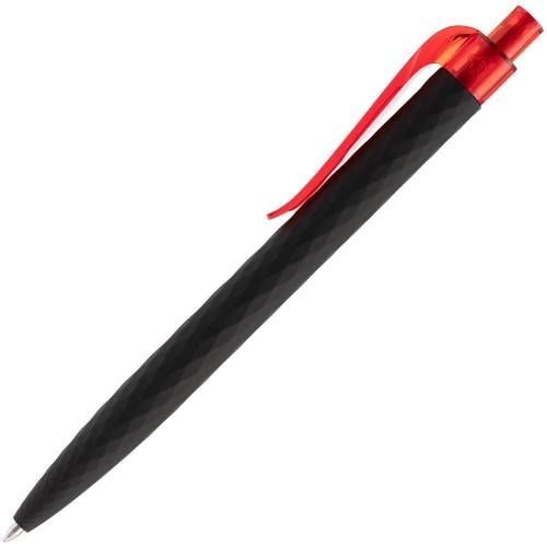 Ручка шариковая Prodir QS01 PRT-P Soft Touch, черная с красным фото 3
