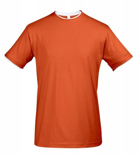 Футболка мужская с контрастной отделкой Madison 170, оранжевый/белый фото 2