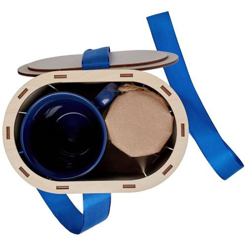 Коробка Drummer, овальная, с синей лентой фото 6