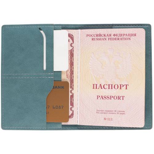 Обложка для паспорта Petrus, голубая фото 4