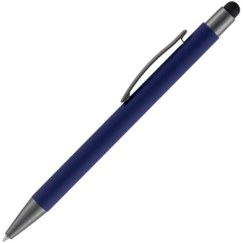 Ручка шариковая Atento Soft Touch со стилусом, темно-синяя фото 3