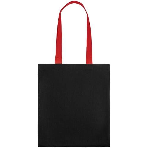 Холщовая сумка BrighTone, черная с красными ручками фото 4