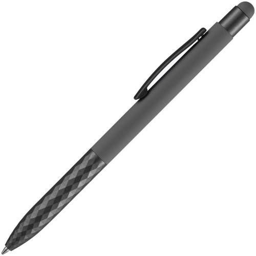 Ручка шариковая Digit Soft Touch со стилусом, серая фото 3