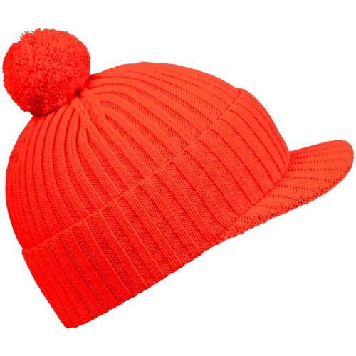 Вязаная шапка с козырьком Peaky, красная (кармин) фото 3