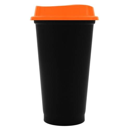 Стакан с крышкой Color Cap Black, черный с оранжевым фото 2