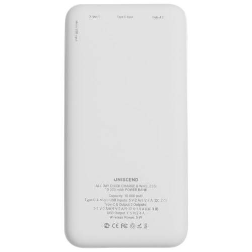 Aккумулятор Quick Charge Wireless 10000 мАч, белый фото 5