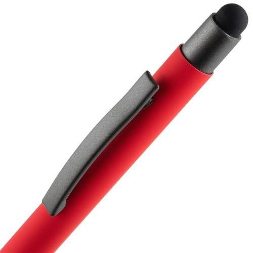 Ручка шариковая Atento Soft Touch со стилусом, красная фото 5
