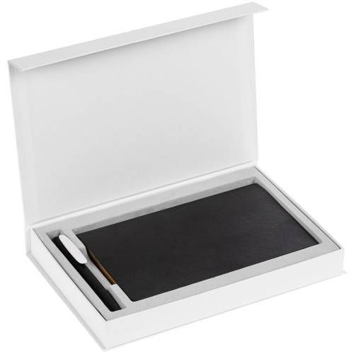 Коробка Silk с ложементом под ежедневник 13x21 см и ручку, белая фото 4