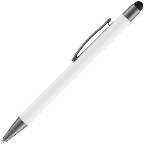 Ручка шариковая Atento Soft Touch со стилусом, белая фото 3