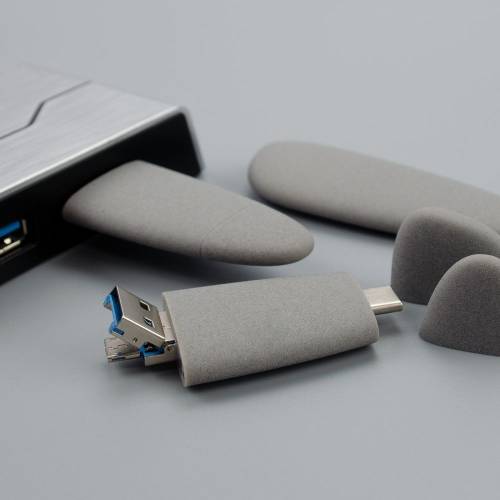 Флешка Pebble Universal, USB 3.0, серая, 64 Гб фото 10