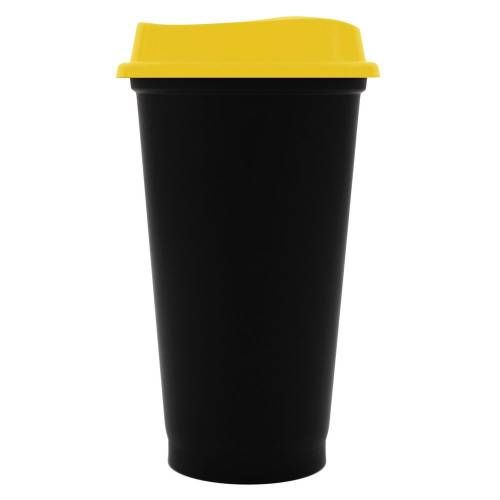 Стакан с крышкой Color Cap Black, черный с желтым фото 2
