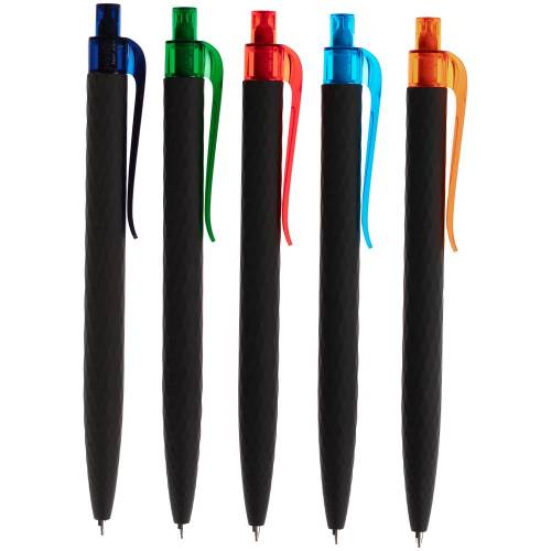 Ручка шариковая Prodir QS01 PRT-P Soft Touch, черная с голубым фото 8