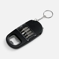 Брелок Knacky с набором бит и открывалкой, черный