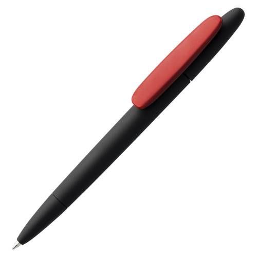 Ручка шариковая Prodir DS5 TRR-P Soft Touch, черная с красным фото 2