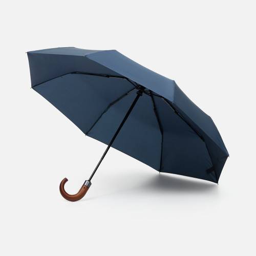 Зонт складной Classic, темно-синий с темной ручкой Зонт складной Classic, темно-синий с темной ручкой