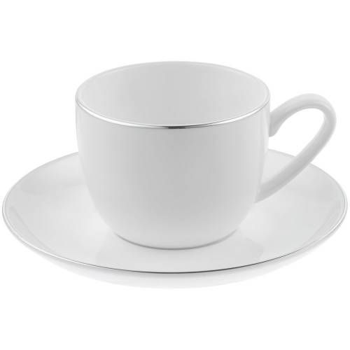 Кофейная пара Select, белая с серебристой отводкой фото 4