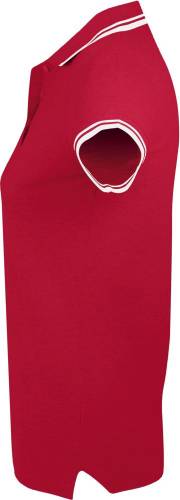 Рубашка поло женская Pasadena Women 200 с контрастной отделкой, красная с белым фото 4