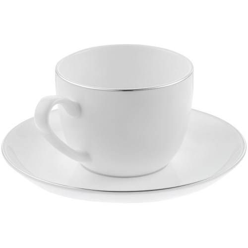Кофейная пара Select, белая с серебристой отводкой фото 5