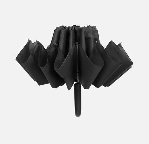 Зонт обратного сложения inLoop с ручкой-карабином, черный фото 4