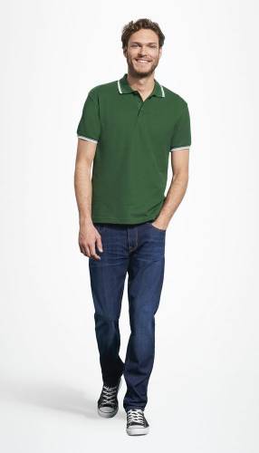 Рубашка поло мужская с контрастной отделкой Practice 270, зеленый/белый фото 5