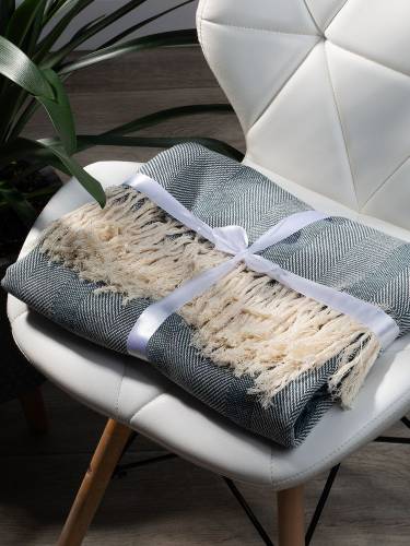 Плед «Сенеж», серо-синий фото 8 Плед «Сенеж», серо-синий фото 8