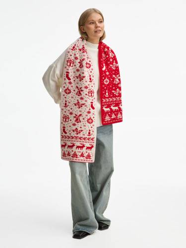 Шарф Holidale, красный с молочным фото 6