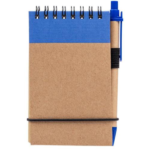 Блокнот на кольцах Eco Note с ручкой, синий фото 2