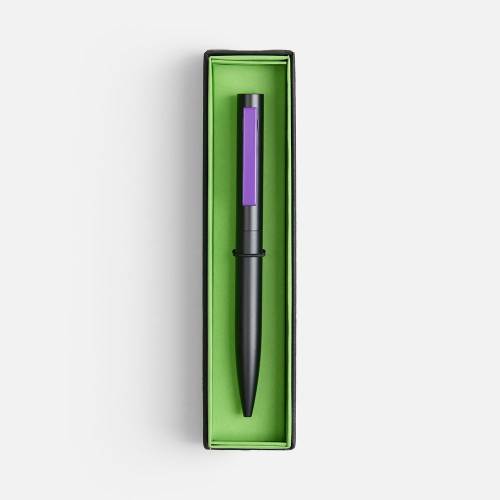 Ручка шариковая Inkolor в футляре, черная с фиолетовым фото 3