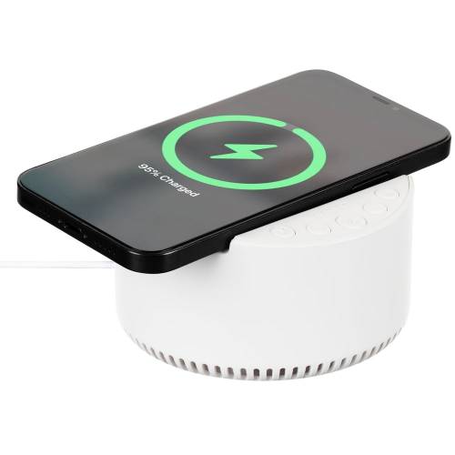 Bluetooth-колонка с беспроводной зарядкой relaxTime, белая фото 2