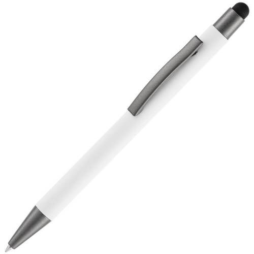Ручка шариковая Atento Soft Touch со стилусом, белая фото 2