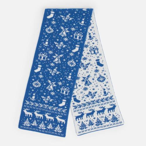 Шарф Holidale, синий с молочным фото 3