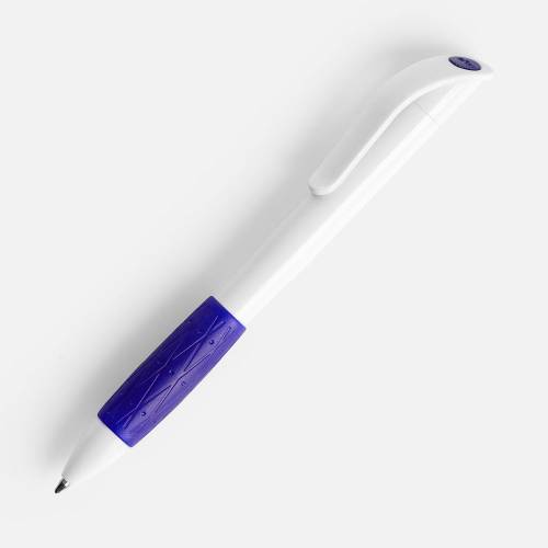Ручка шариковая Grip, белая (молочная) с синим фото 2