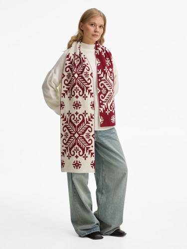 Шарф Wintertude L, красный с белым фото 6 Шарф Wintertude L, красный с белым фото 6