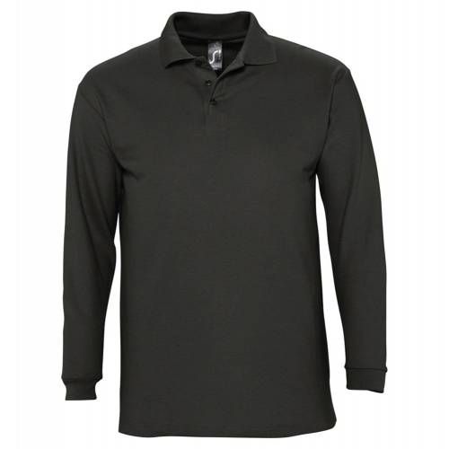 Рубашка поло мужская с длинным рукавом Winter II 210 черная фото 2