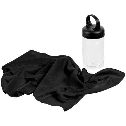 Охлаждающее полотенце Frio Mio в бутылке, черное фото 3