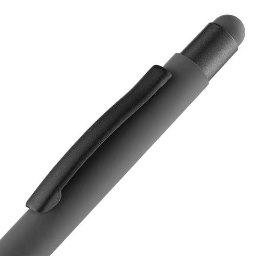 Ручка шариковая Digit Soft Touch со стилусом, серая фото 6