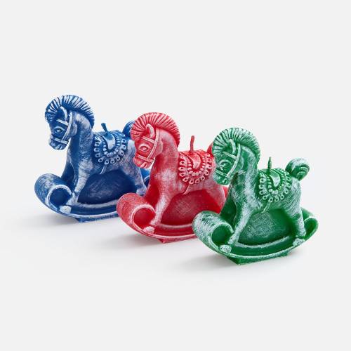 Свеча фигурная «Лошадка-качалка», синяя фото 4