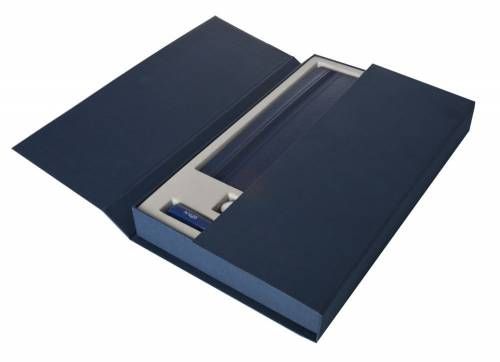 Коробка Three Part с ложементом под ежедневник, флешку и ручку, синяя фото 4